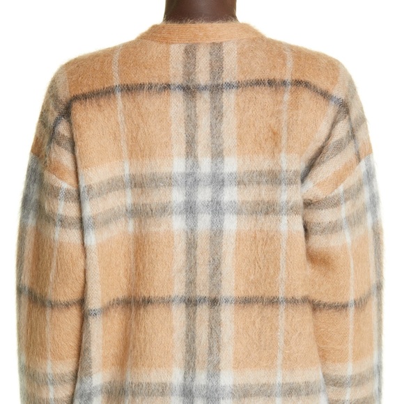 Burberry Nadeen Mohair Beige Check Cardigan - Picture 4 of 8